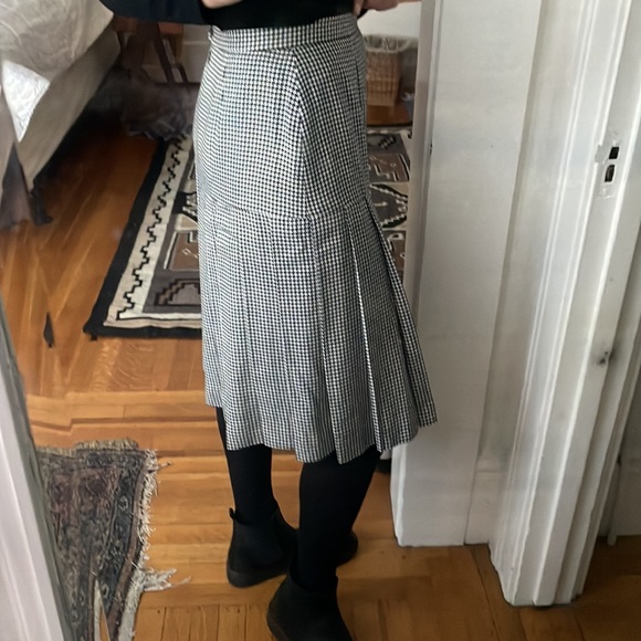 Vintage Herringbone Wool Blend Pleated Bottom Wednesday Addams Academia Side Zip - Picture 7 of 10